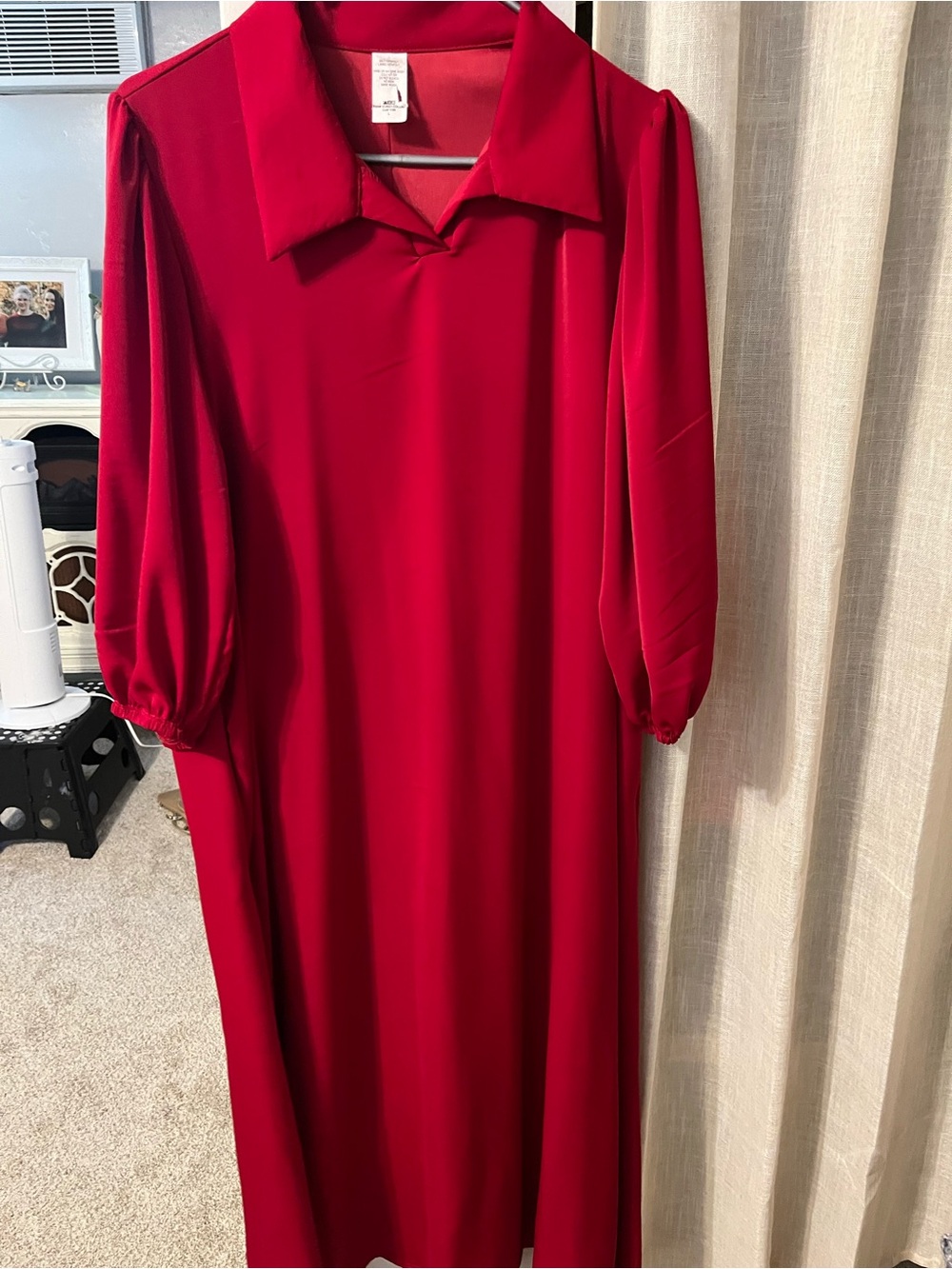 Classic Red Long Sleeve Women's Dress